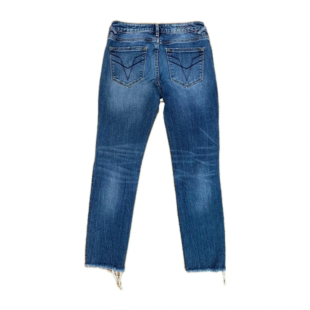 Vigoss Jeans Womens Size 25x25 Skinny Crop  Distressed‎ Blue Denim Medium Wash